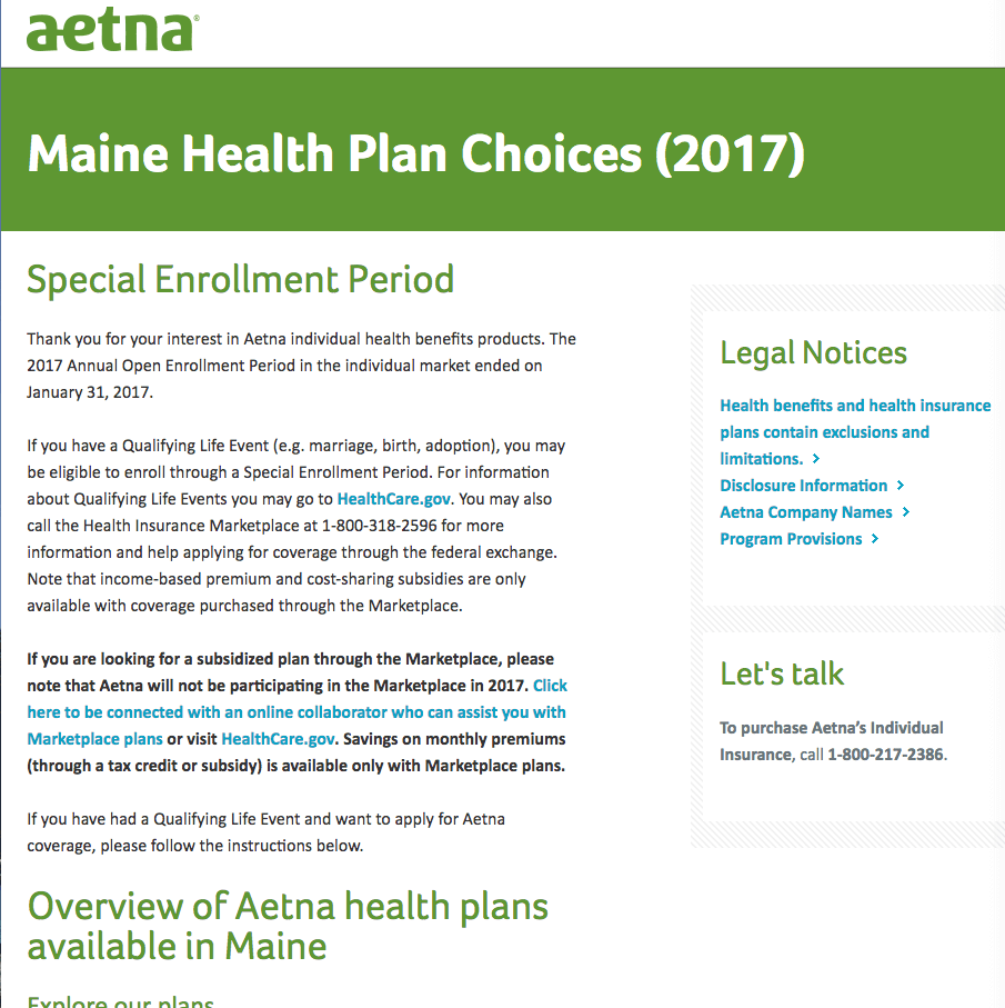 aetna maine health plan choices