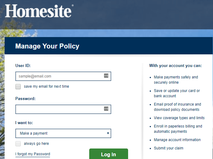 Homesite Manage Your Policy