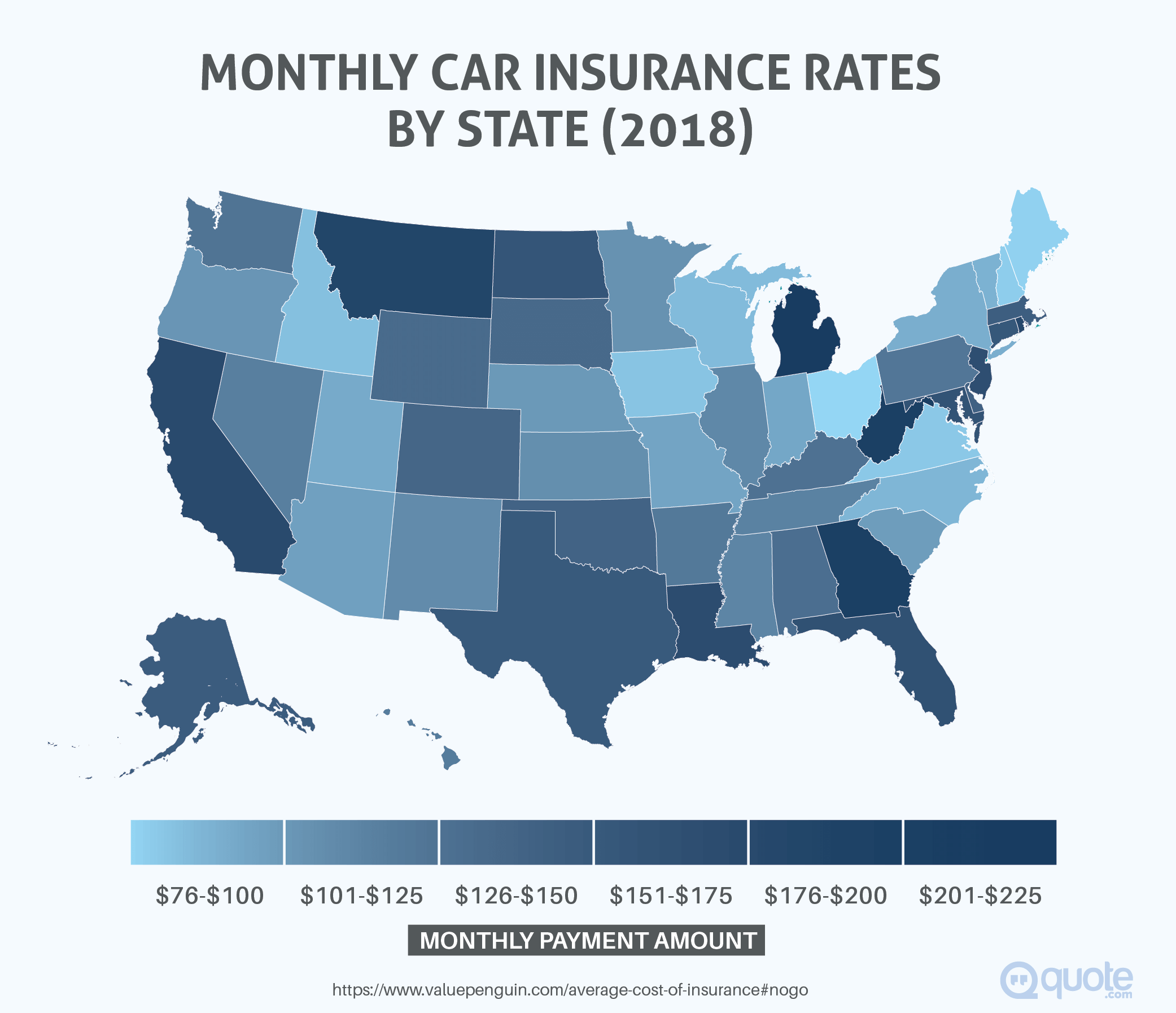 Monthly Car Insurance Rates by State in 2018