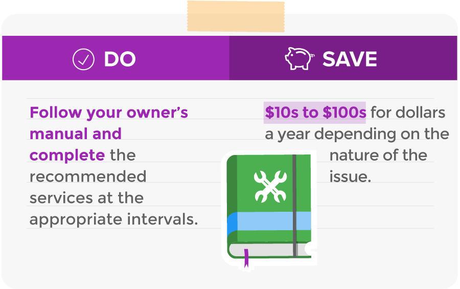 Complete recommended service to your car and save $10s to $100s.