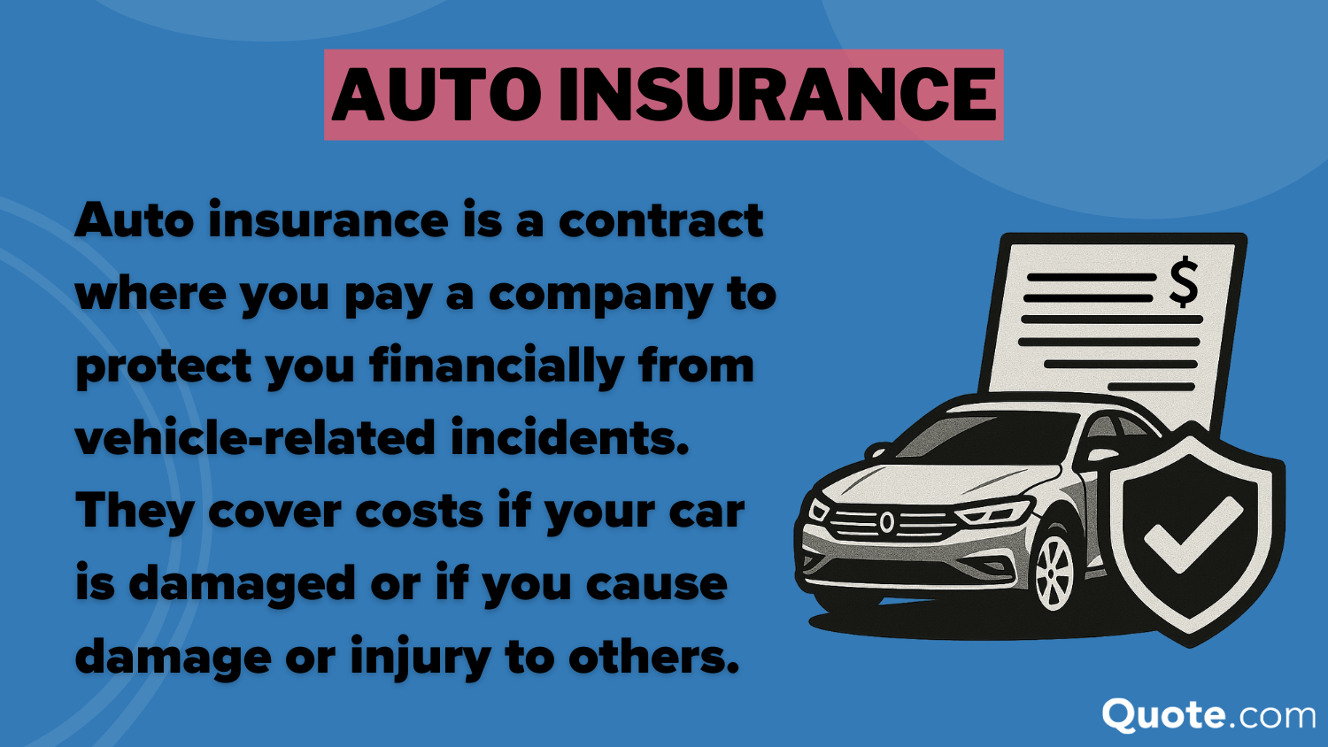 Auto Insurance Definition Card: average cost of auto insurance