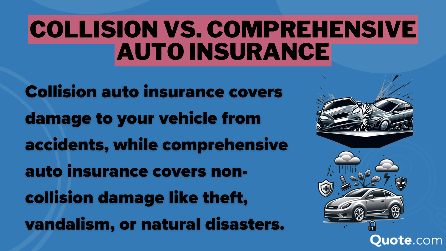 Collision vs. Comprehensive Auto insurance definition card: how to get multiple auto insurance quotes
