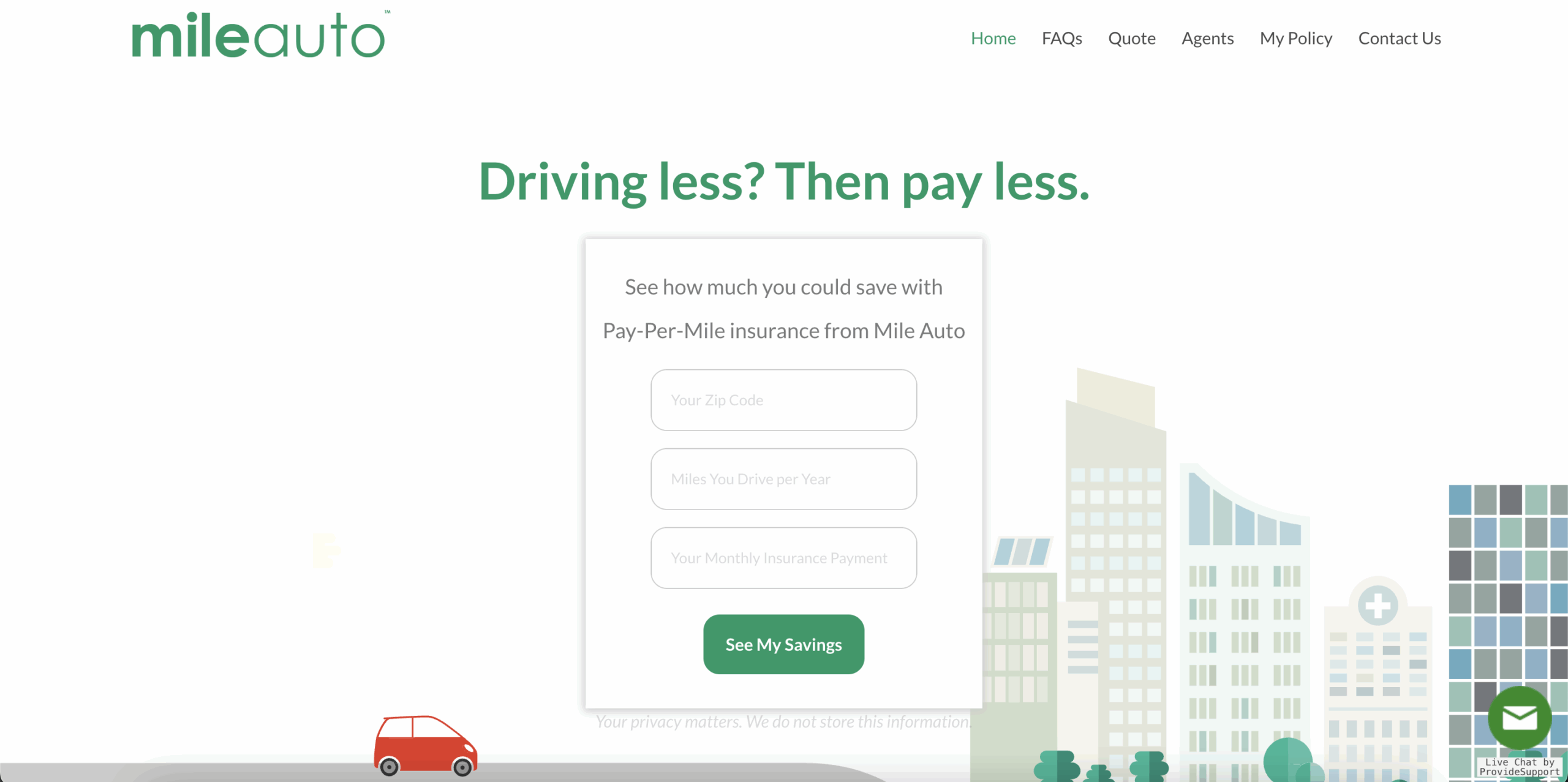 Mile Auto Insurance Review: Mile Auto Homepage