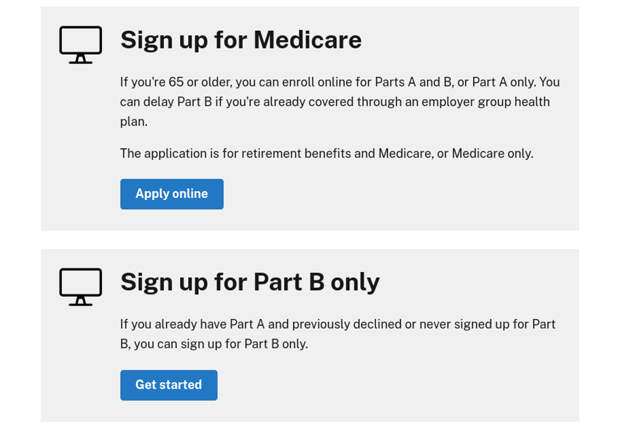 ssa.gov medicare screenshot: medicare part b