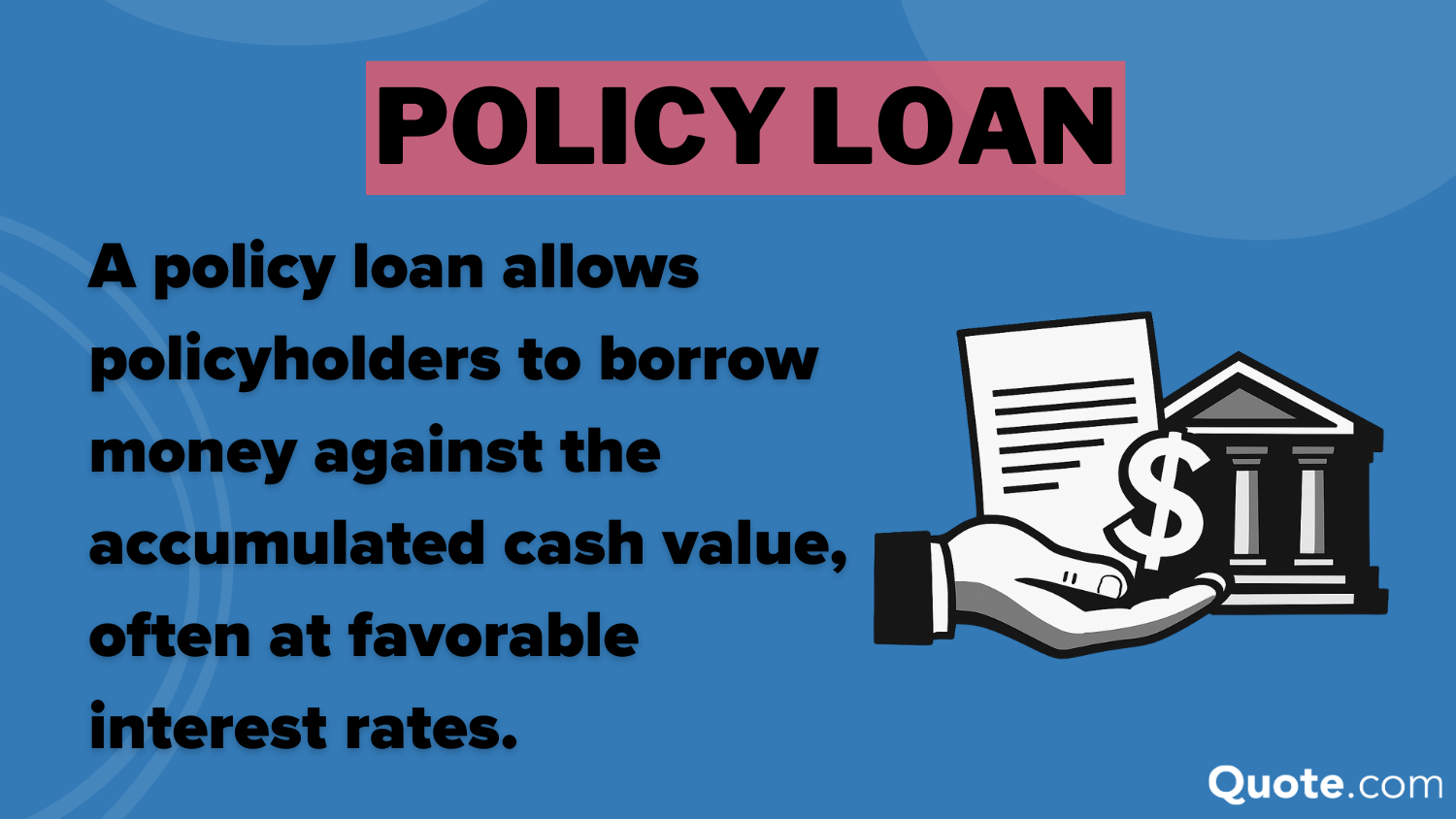 Policy Loan Definition Card: Cash Value Life Insurance
