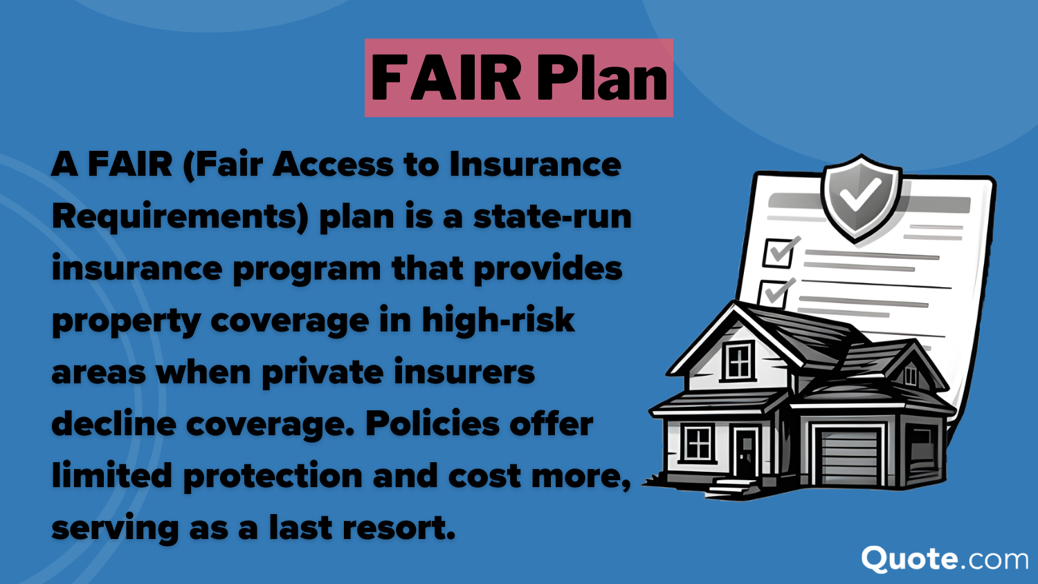 FAIR plans Homeowners Insurance definition card FAIR plans Homeowners Insurance definition card