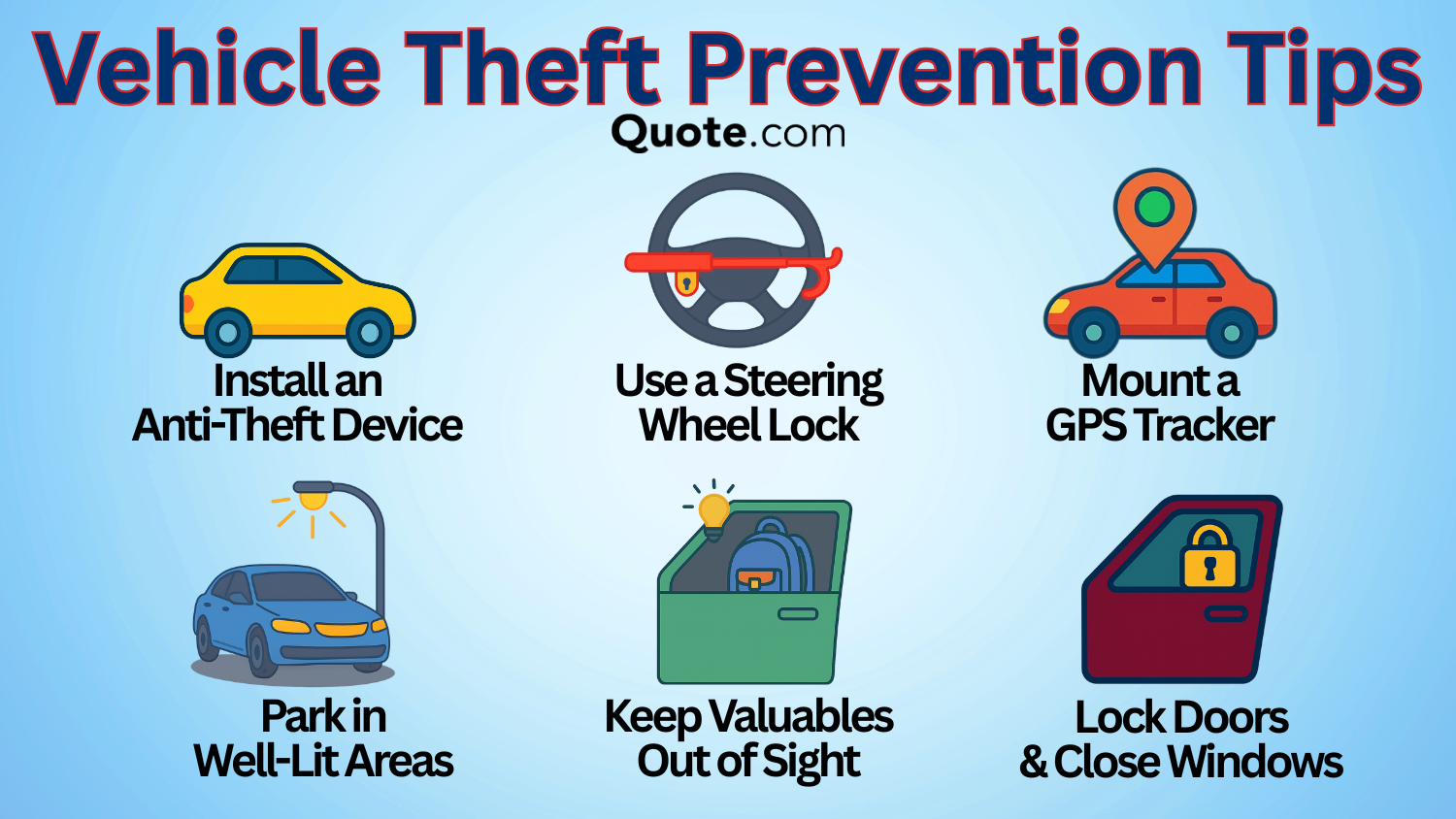 Vehicle theft prevention tips infographic: Does auto insurance cover theft? Vehicle theft prevention tips infographic: Does auto insurance cover theft?