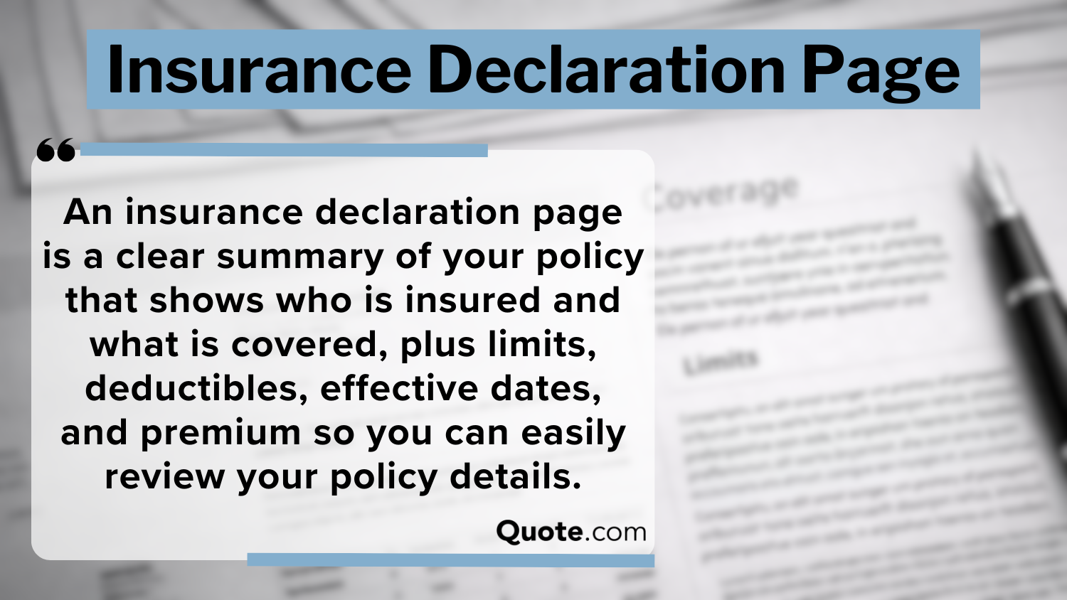 Insurance Declaration Page Definition Card Insurance Declaration Page Definition Card
