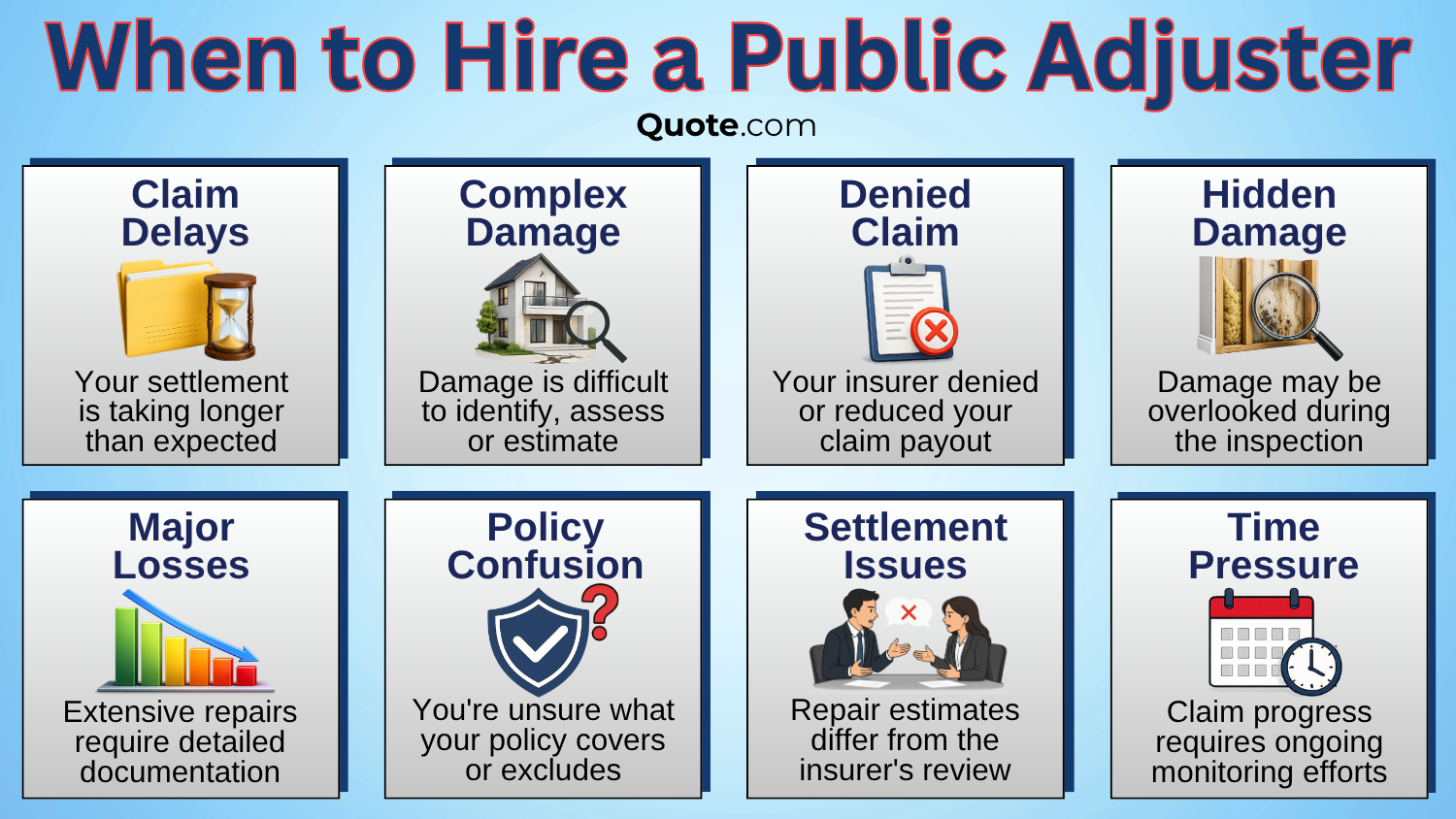 When to Hire a Public Adjuster Infographic When to Hire a Public Adjuster Infographic