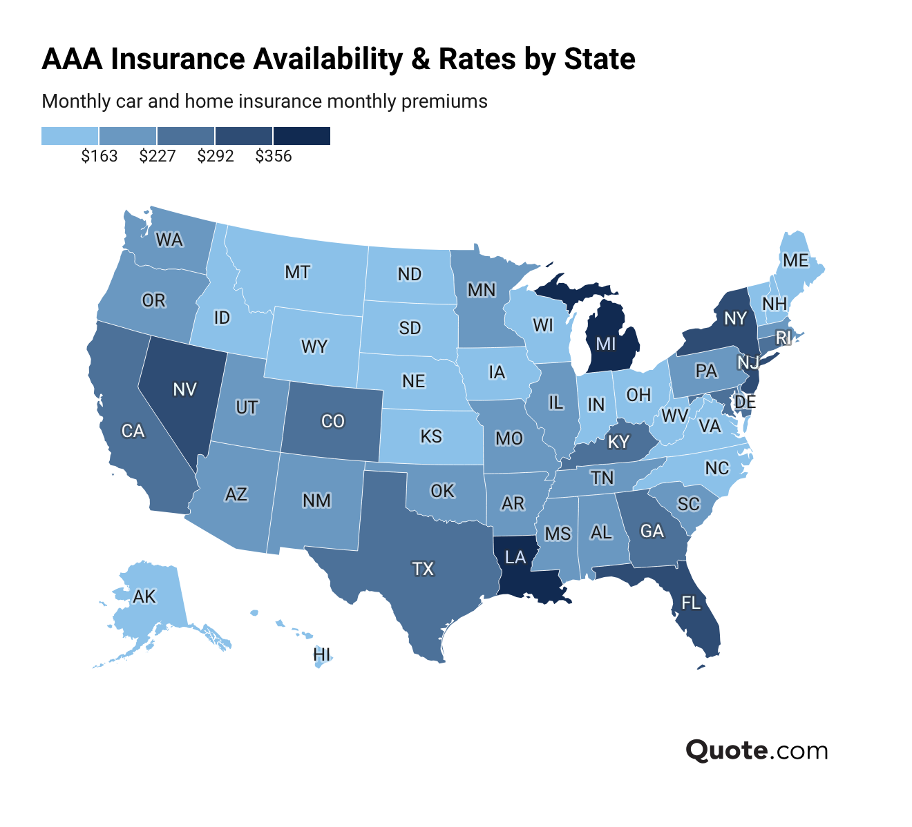 AAA Insurance Availability & Rates by State