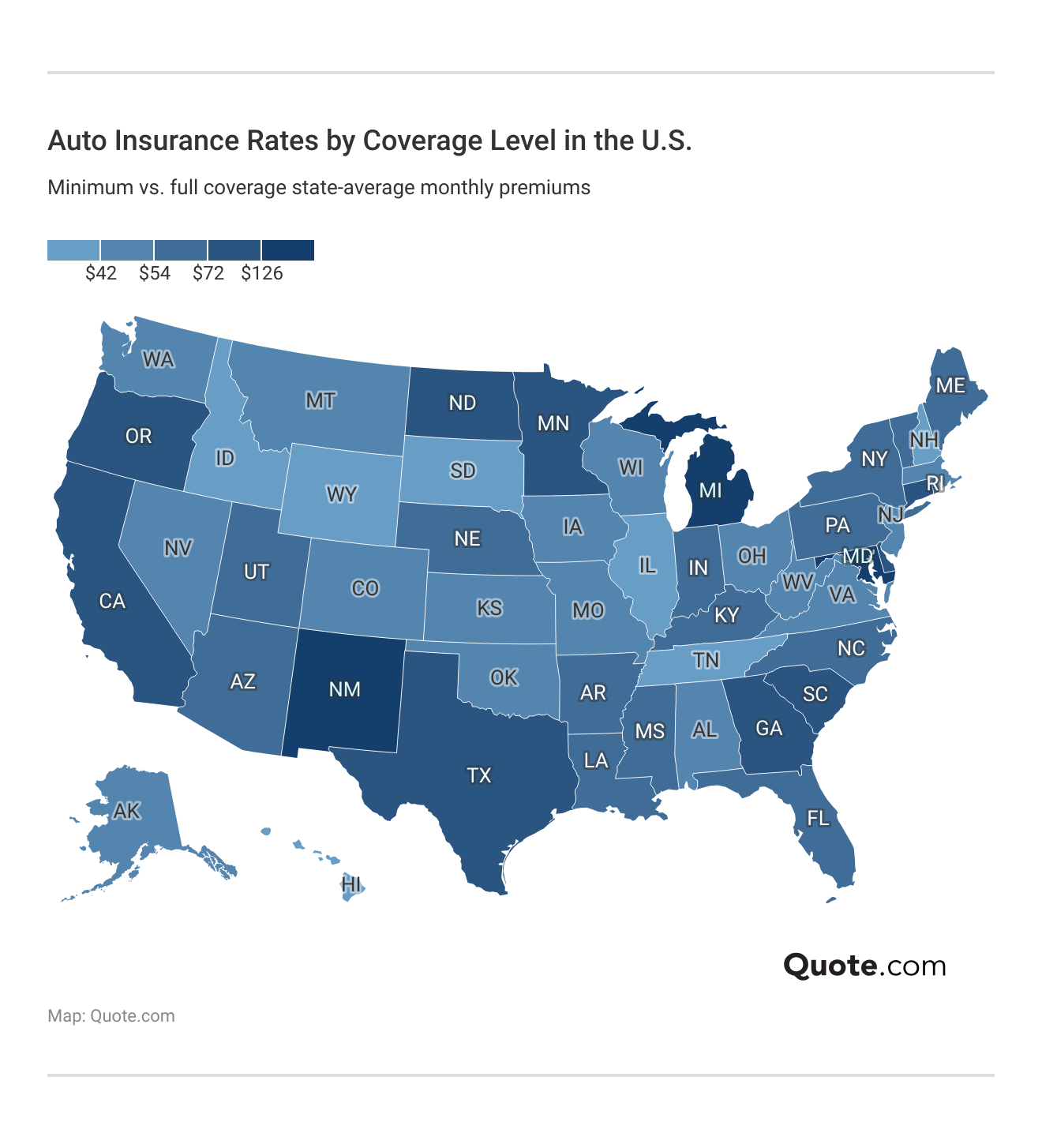 Auto Insurance Rates by Coverage Level in the U.S.
 Auto Insurance Rates by Coverage Level in the U.S.