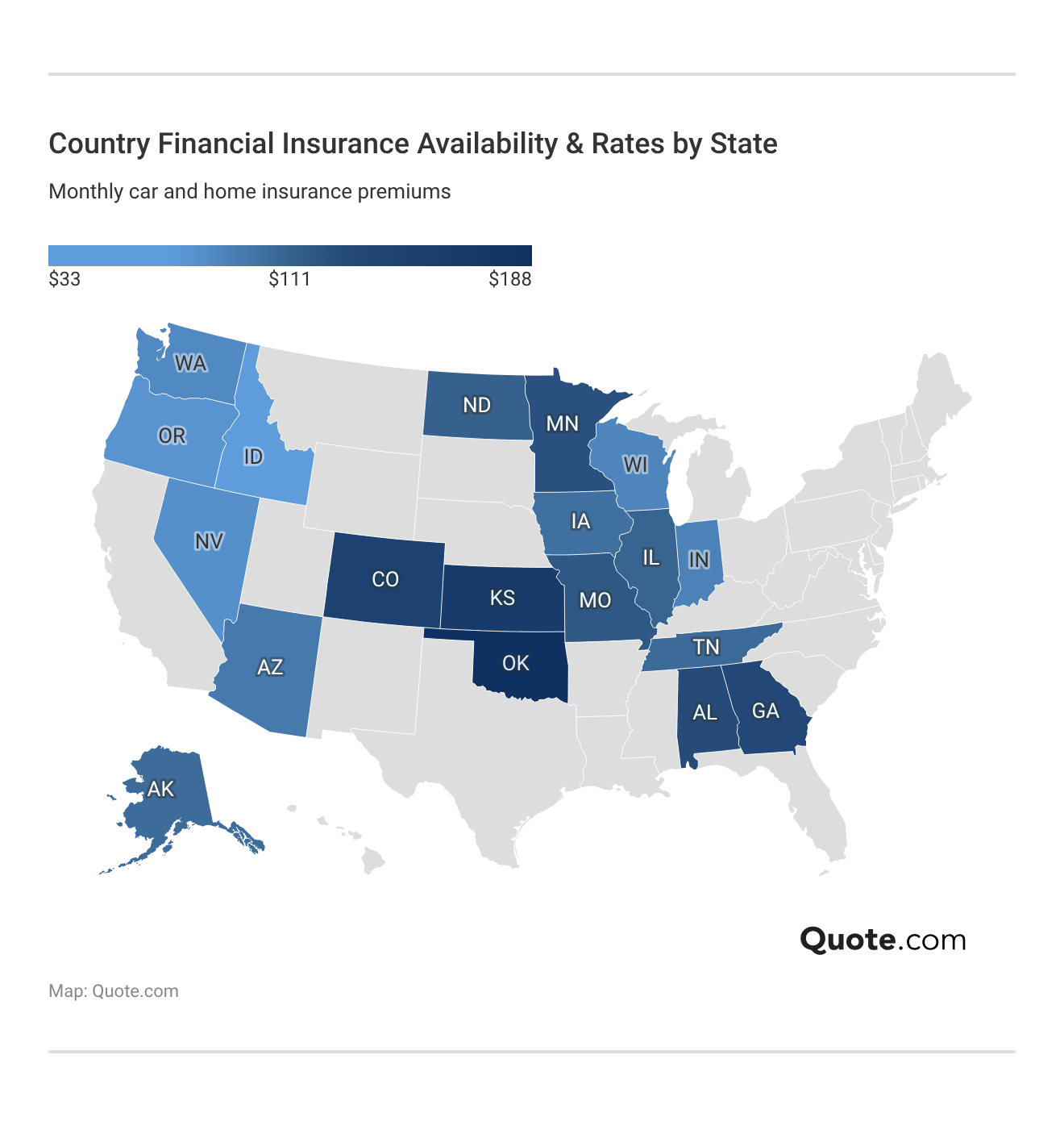 Country Financial Insurance Availability & Rates by State
