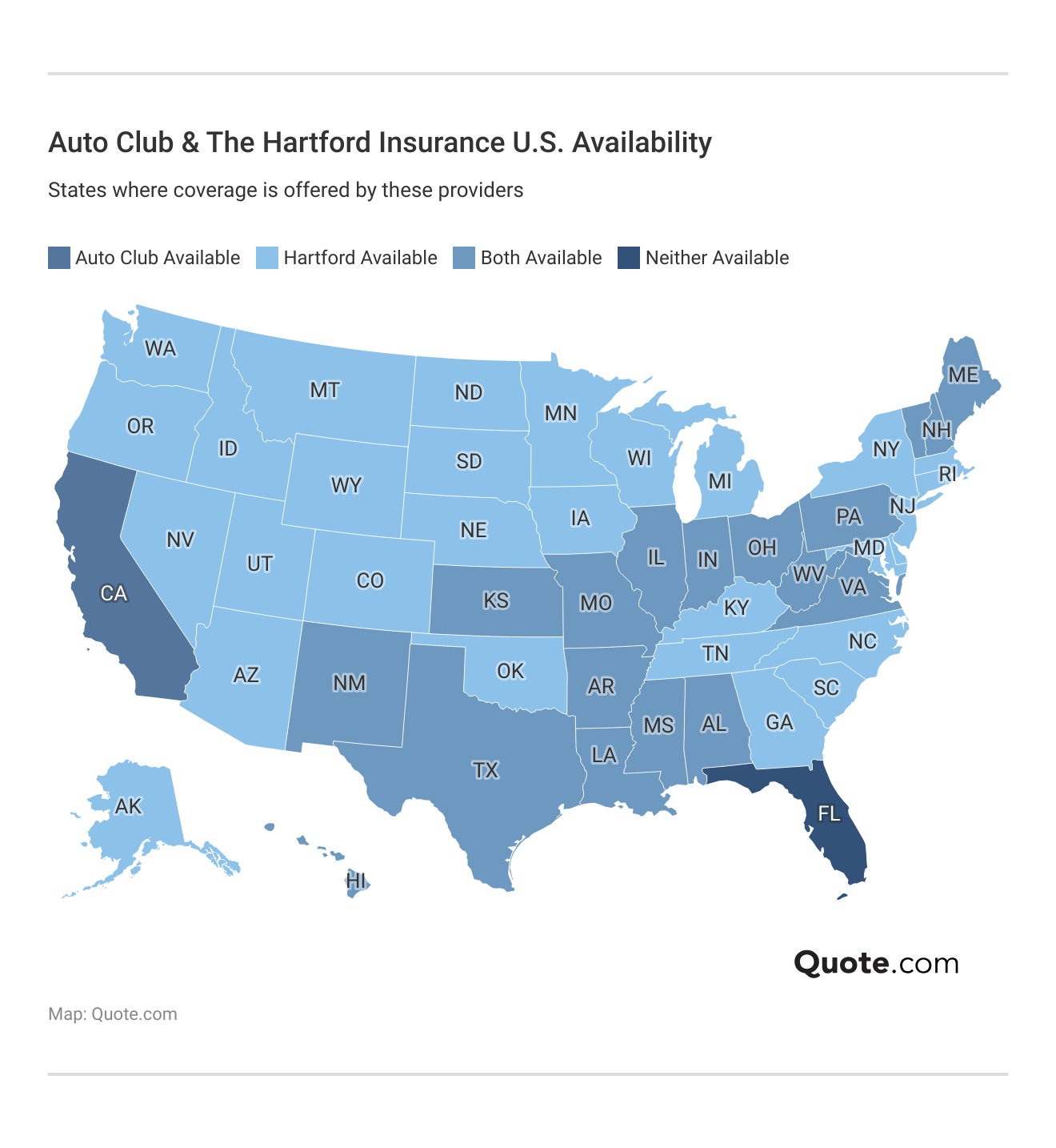 <h3>Auto Club & The Hartford Insurance U.S. Availability</h3>