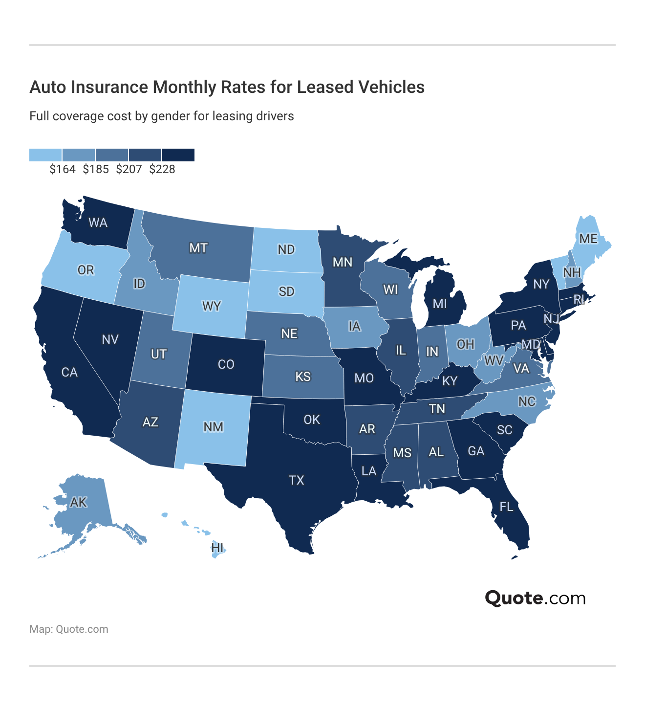 <h3>Auto Insurance Monthly Rates for Leased Vehicles</h3>