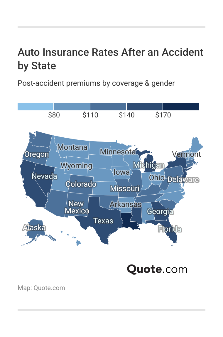 <h3>Auto Insurance Rates After an Accident by State</h3>