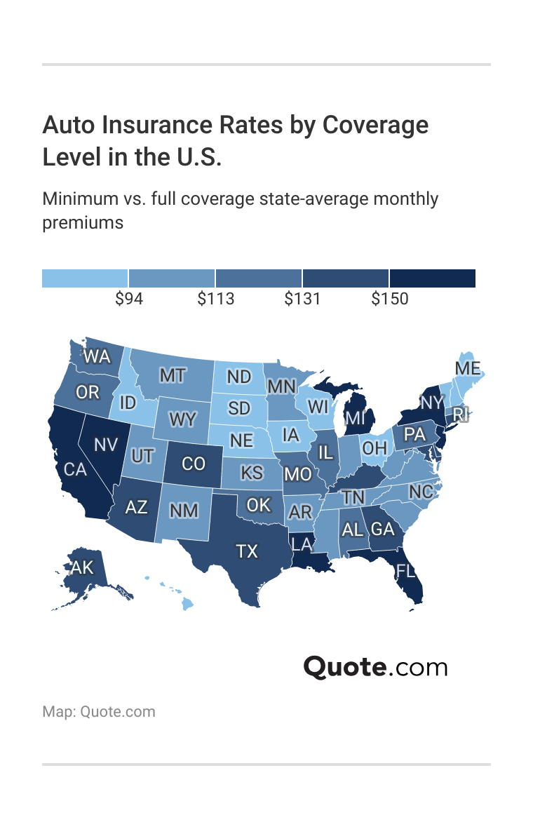 <h3>Auto Insurance Rates by Coverage Level in the U.S.</h3>