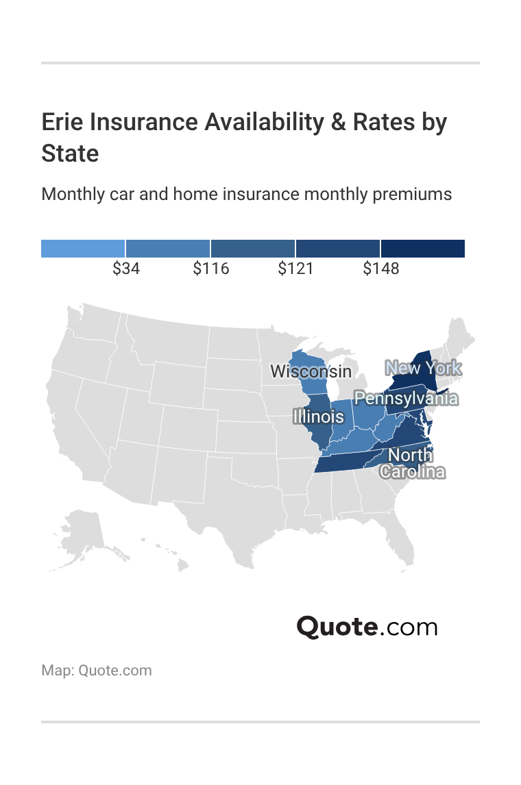<h3>Erie Insurance Availability & Rates by State</h3>