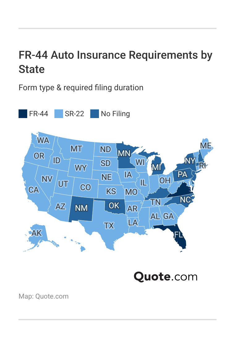<h3>FR-44 Auto Insurance Requirements by State</h3> <h3>FR-44 Auto Insurance Requirements by State</h3>