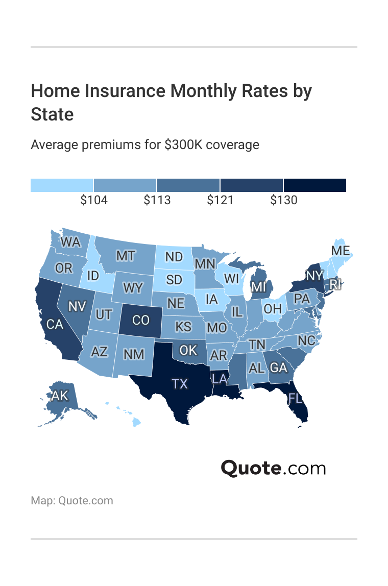 <h3>Home Insurance Monthly Rates by State</h3> <h3>Home Insurance Monthly Rates by State</h3>
