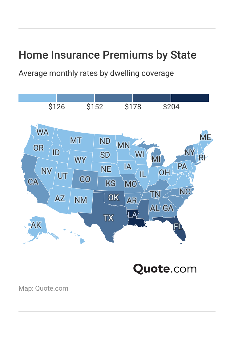 <h3>Home Insurance Premiums by State</h3> 