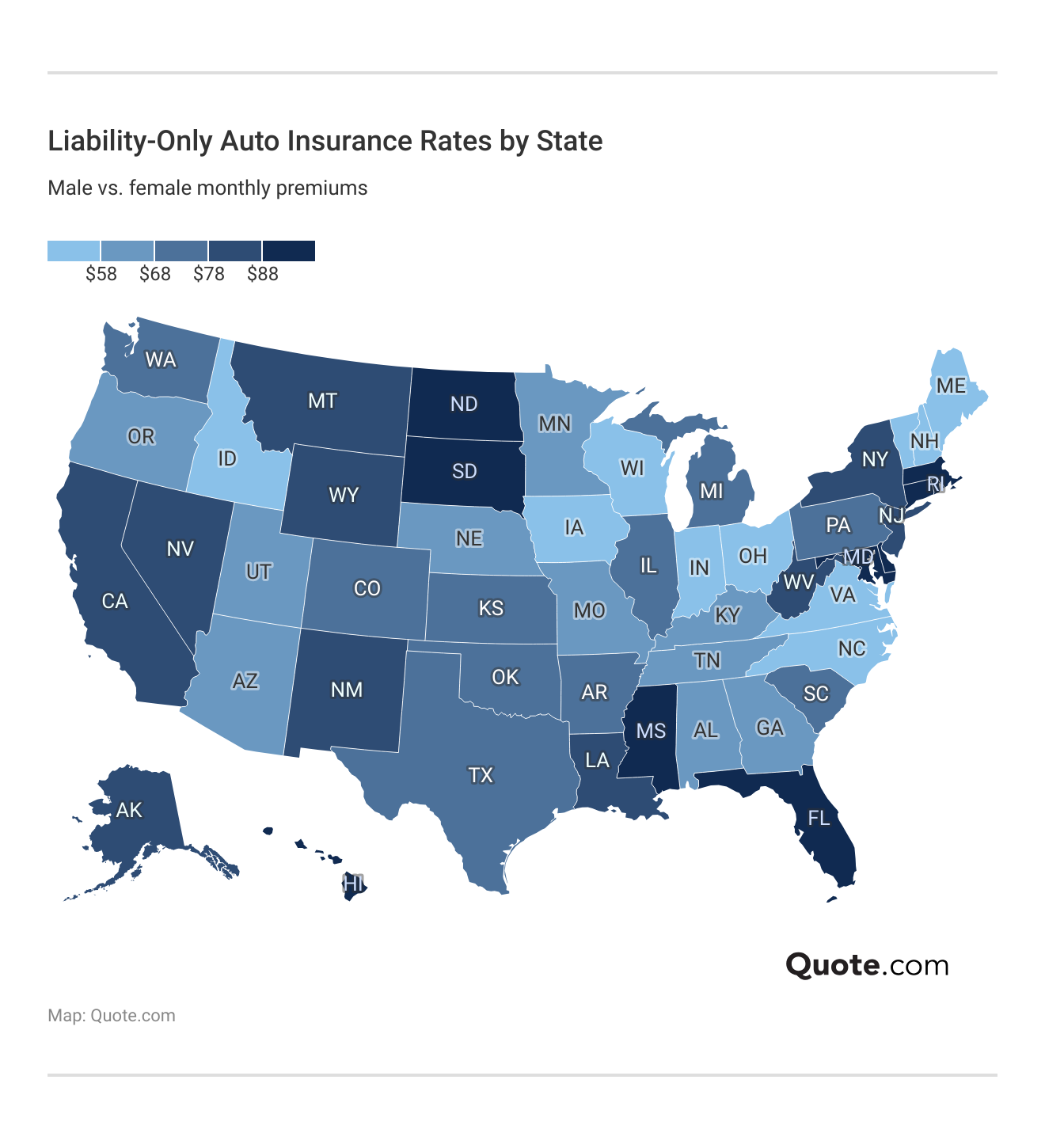 <h3>Liability-Only Auto Insurance Rates by State</h3> <h3>Liability-Only Auto Insurance Rates by State</h3>