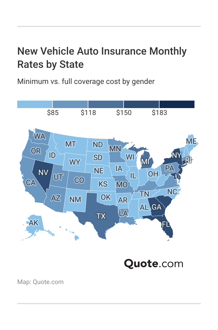 <h3>New Vehicle Auto Insurance Monthly Rates by State</h3> <h3>New Vehicle Auto Insurance Monthly Rates by State</h3>