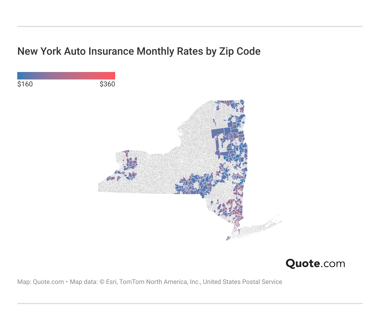 <h3>New York Auto Insurance Monthly Rates by Zip Code</h3>