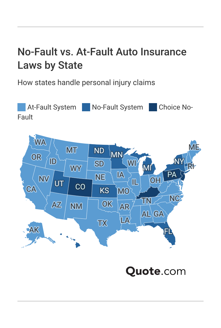<h3>No-Fault vs. At-Fault Auto Insurance Laws by State</h3>