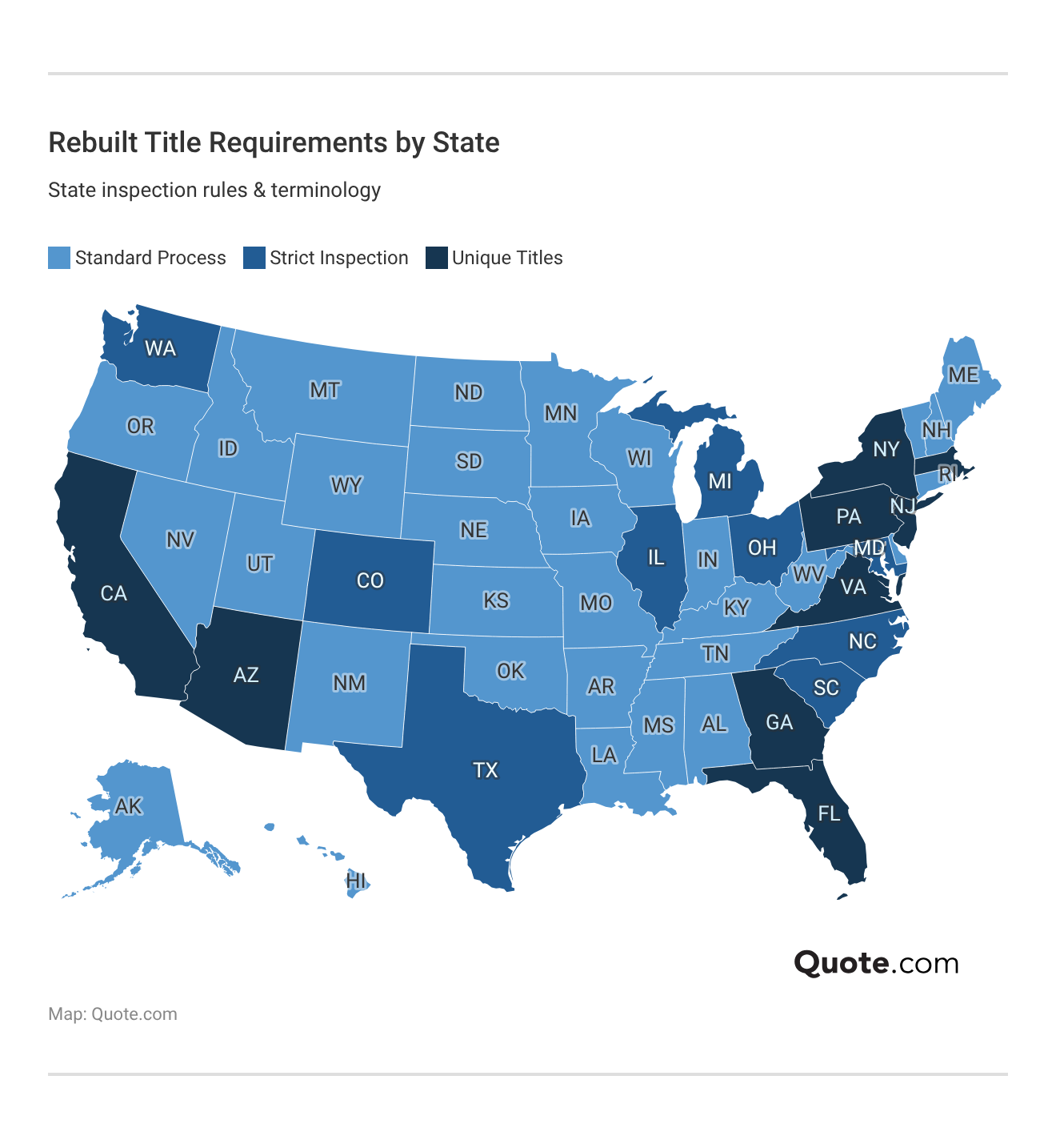 <h3>Rebuilt Title Requirements by State</h3>