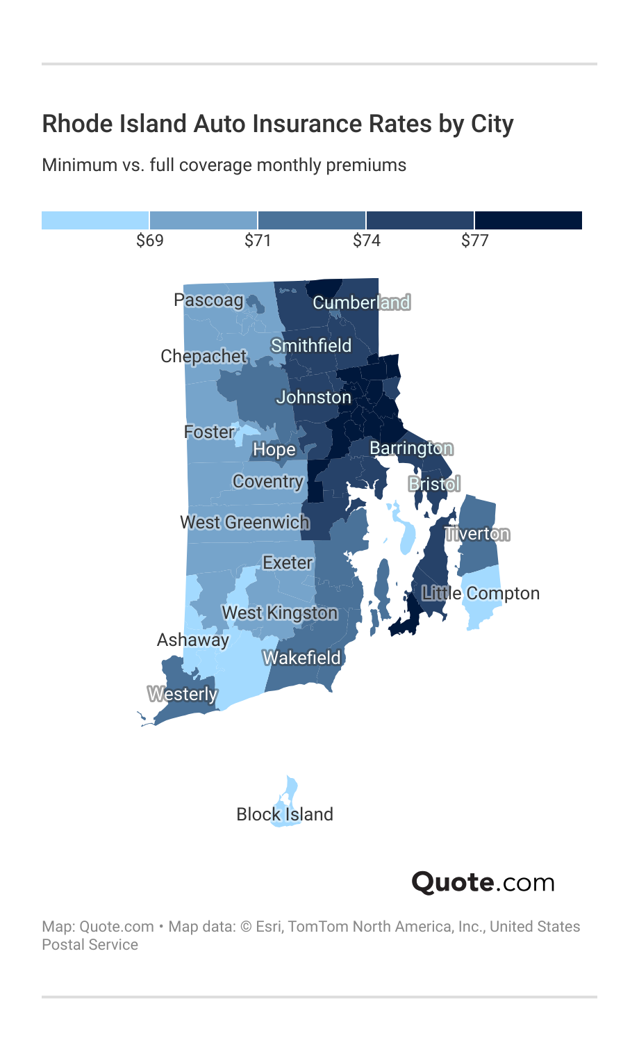 <h3>Rhode Island Auto Insurance Rates by City</h3> <h3>Rhode Island Auto Insurance Rates by City</h3>