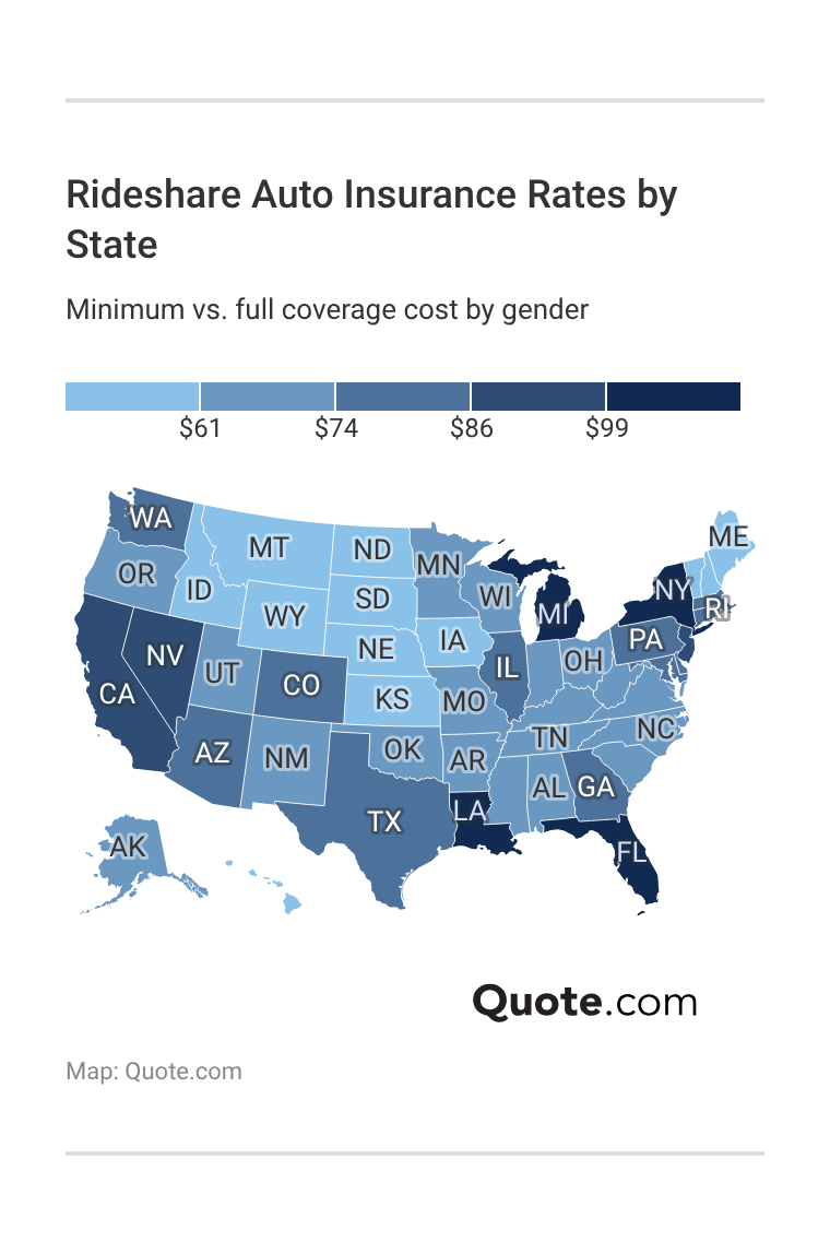 <h3>Rideshare Auto Insurance Rates by State</h3> 