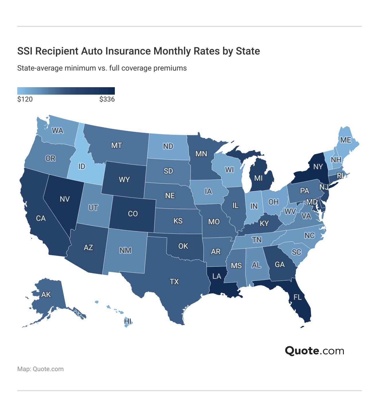 <h3>SSI Recipient Auto Insurance Monthly Rates by State</h3> <h3>SSI Recipient Auto Insurance Monthly Rates by State</h3>