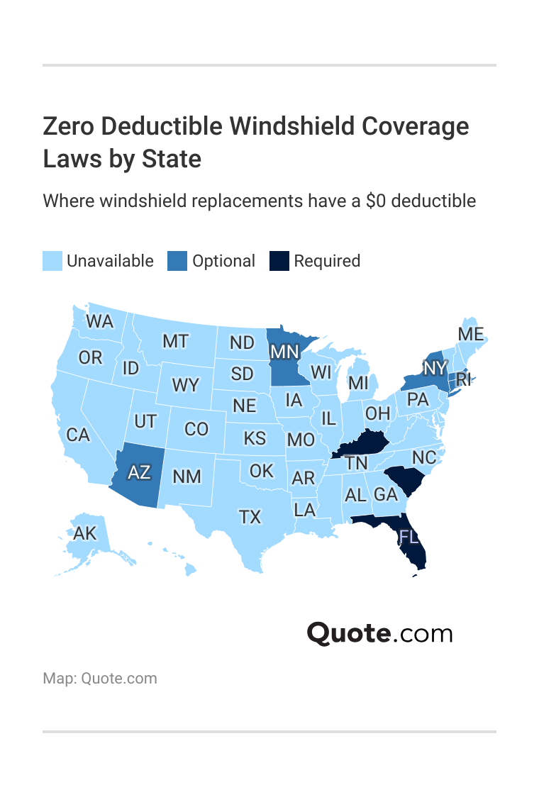 <h3>Zero Deductible Windshield Coverage Laws by State</h3> <h3>Zero Deductible Windshield Coverage Laws by State</h3>